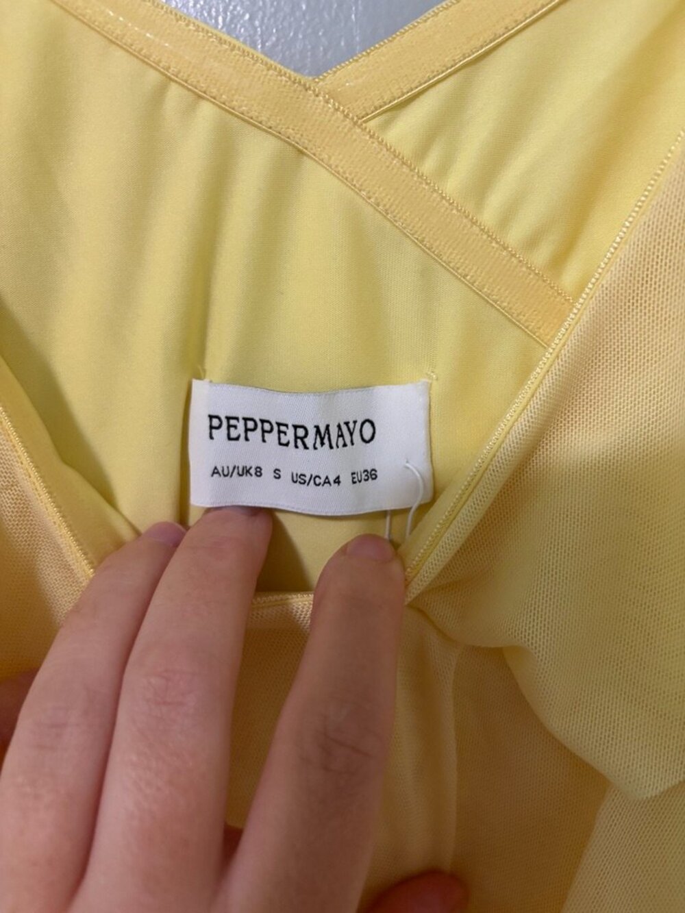 Peppermayo Shona Mini Dress Yellow US 4 Small Ruffle Asymmetric Butter Yellow - Picture 13 of 16